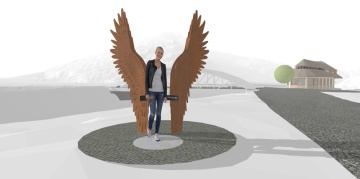 Vizualizace Andělských křídel - nového fotopointu, který má ambici stát se dalším symbolem Špindlerova Mlýna. Umístěn bude poblíž Bílého mostu.